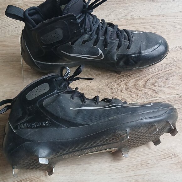 Nike 923428-001 Alpha Huarache Elite Mid Baseball Black Metal Cleats Size 8 - Picture 1 of 4